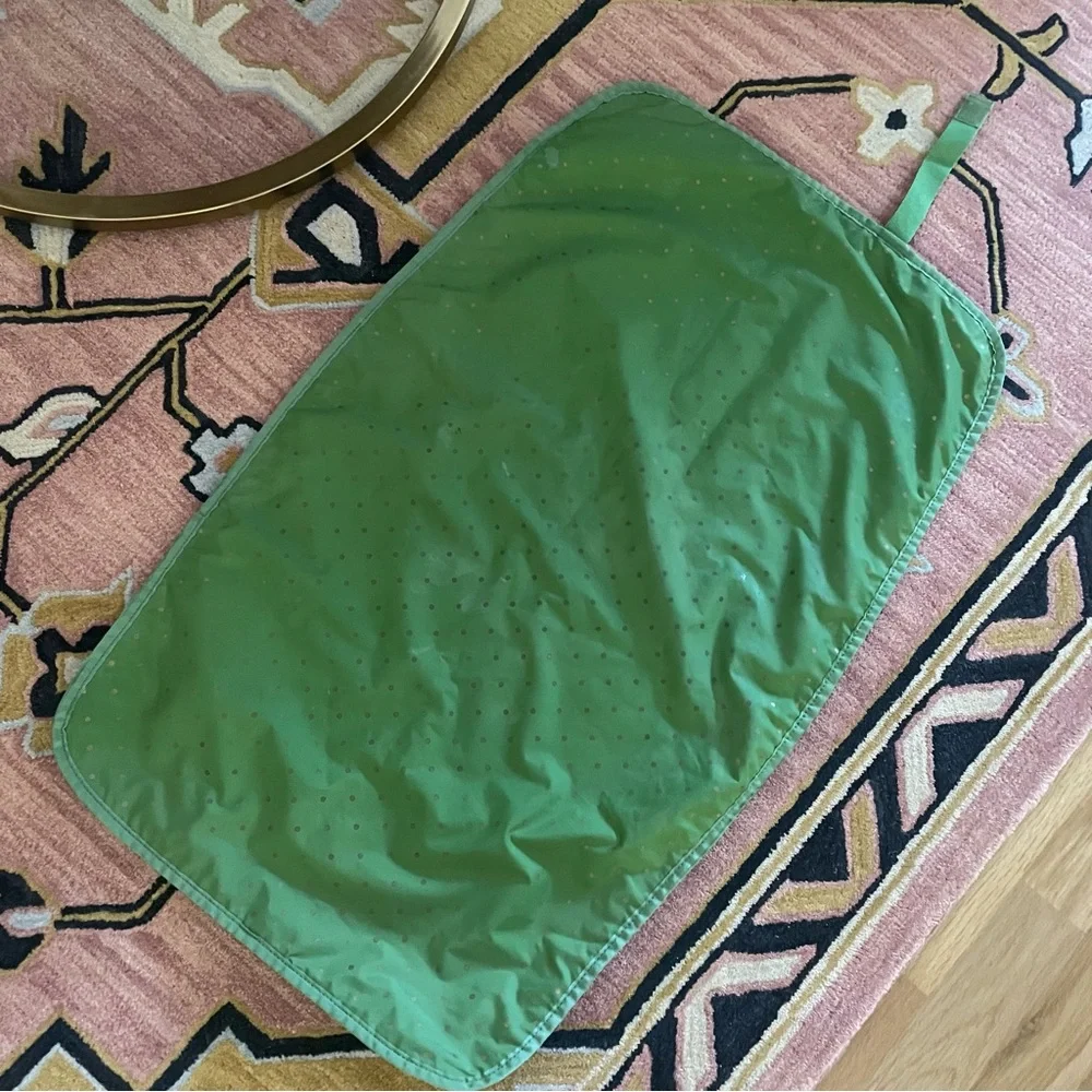 Kate Spade Green Gold Polka Dot Diaper Changing Pad Mat 28” x 18”